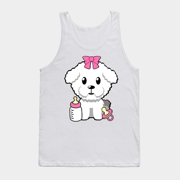 cute baby furry dog wears a pink ribbon Tank Top by Pet Station